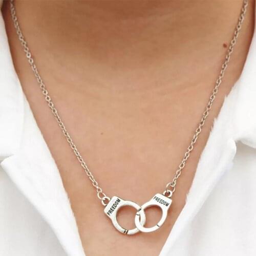 Metal Cross Chain Necklace Handcuffs O Chain Unique Design Stainless Steel Infinity Circle Collar Statement Necklace For Women