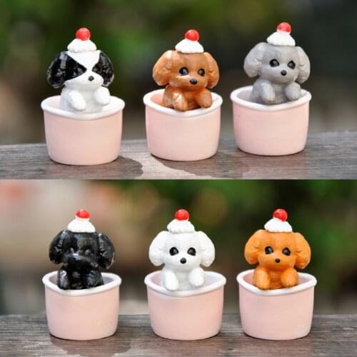 6Pcs/Set Mini Cute Cartoon Animal Dogs Model Figure Model Teddy Miniature Figurine Desktop Decoration Children Simulation Toys