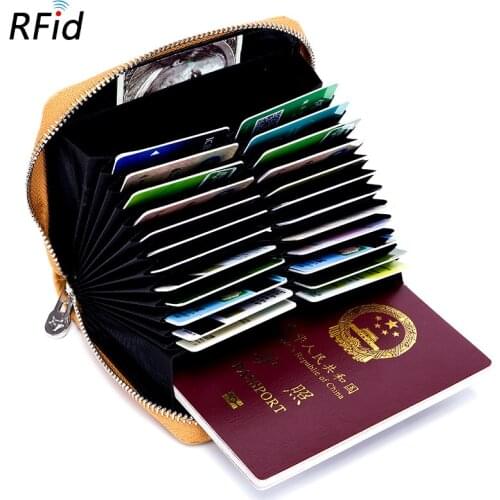 Organ Card Holder Mens Passport Holder Card Wallet Wallet Leather Multi-function Womens Anti-theft Rfid Card Holder ID Coin