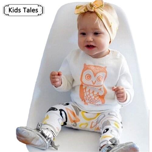 ST189 2020 New arrival girl & boys clothes set long sleeve+Pants owl pattern set of clothes newborn baby suit children clothing