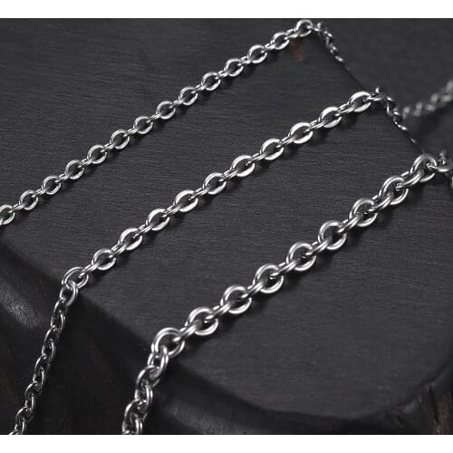 Mens Stainless Steel Finished Chains Necklace Oval Link Chain with Lobster Clasp Steel Jewelry Necklaces Man Accessories 2-3mm
