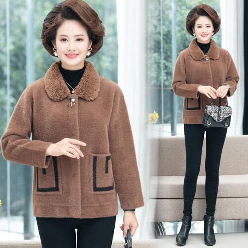 New Autumn Winter Middle-aged Women Faux Mink Fur Coat Female Casual Loose Overcoat Ladies Thick Warm Knitted Cardigan X513
