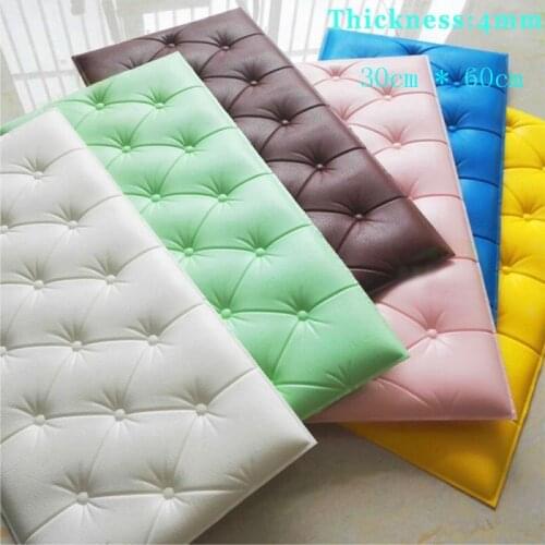 Rectangular Background Wall Soft Pack Bed Waterproof Cushion Backrest Bedroom Fence Imitation Leather Soft 3D Wall Sticker 4mm