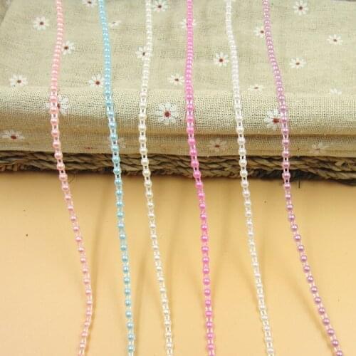 4mm 50meter/lot Colorful ABS Pearl Chain Trim Bridal Beads String Applique For jewelry handwork Supply 6 Color choose