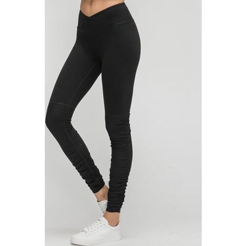 Spring fall V-shaped High-waist goddess Yoga Legging Gym Tight pants Ribbed Legs Moisture-wicking Fitness Womens Leggings