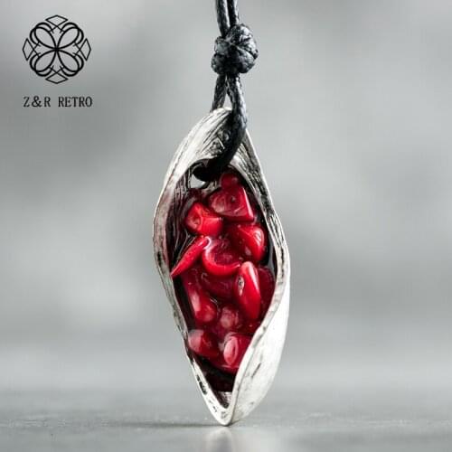 Vintage Jewelry Long Necklace for Women Chokers Colored Coral Stone necklaces & pendants Jewellery Suspension Rope Chains 2020