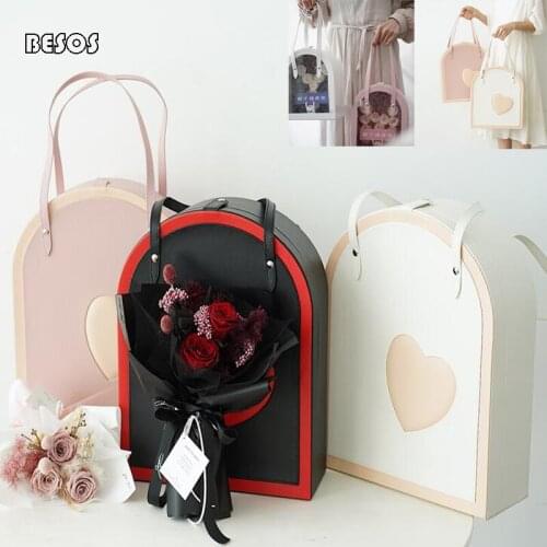 High Grade Large Candy Colorful Leather Arch Hollowed Out Portable Gift Box Party Wedding Flower Doll Dress Packaging Gift Box
