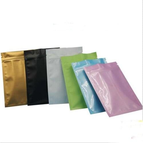High quality 12 X 18CM black gold color Metallic Mylar ziplock bags flat bottom Black Aluminum foil small zip lock plastic bags
