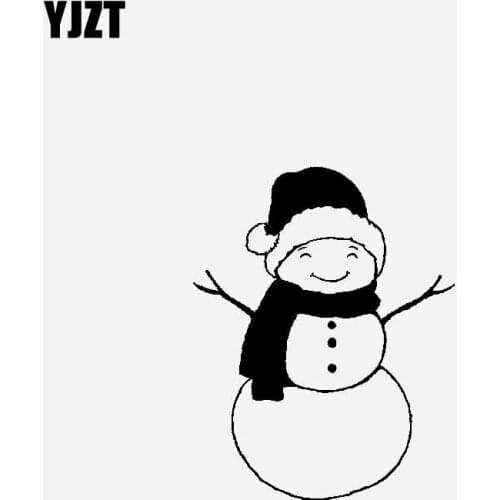 YJZT 11.7CM*14.8CM Christmas Idea Car Sticker Vinyl Decal Smiling Snowman Black/Silver C23-0145