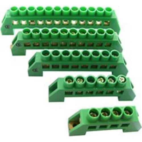 Green Blue Screw Brass Terminal Block Earth And Neutral Block With 4-12 Pole