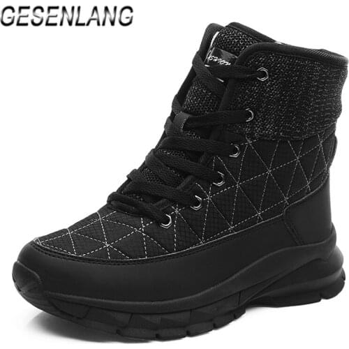 Winter Womens Walking Shoes with Fur High Top Comfortable Warm Snow Boots Wear Resistant Nonslip Ladies Outdoor Casual Sneakers