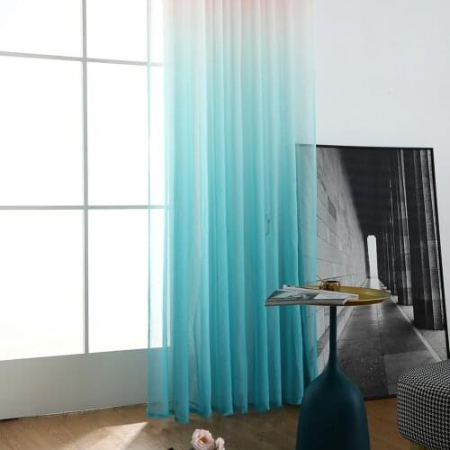 1pc Gradient Color Tulle Sheer Window Curtains Modern Tulle Voile Organza Curtains for Living Room Long Voile Drapes#38