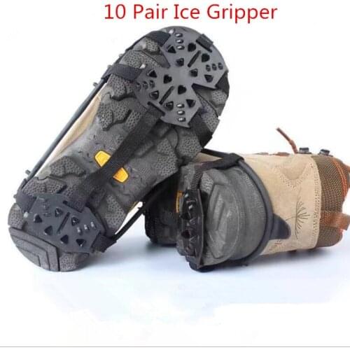 10 Pair 24 Teeth Ice Gripper For Shoes Women Men Non-slip Crampons Ice Gripper Spike Grips Cleats For Ice Snow Climbing