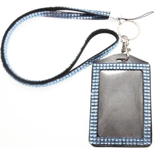 10 pieces free shipping Wholesale Multi Style Rhinestone Retractable id badge card holder with lanyard