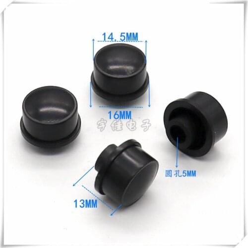 10 Piece Tact switch cap 16 * 13mm black button cap fine-tuning plastic key cap switch button round hole 5mm