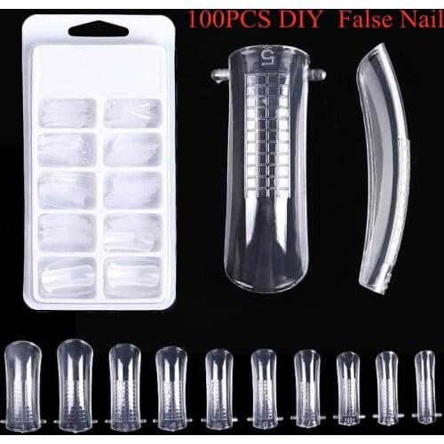 100PCS Quick Building Clear Nail Mold Tips Nail Finger Extension Nail Art UV Extend Gel Nail Extension Tool DIY False Nail