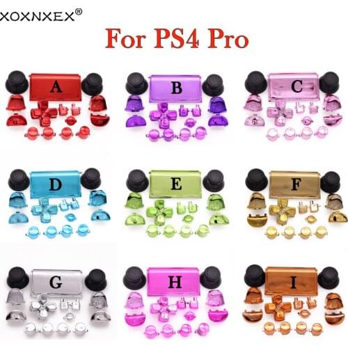 18PCS 9colors Chrome Joysticks D-pad R1 L1 R2 L2 full set Direction Key ABXY Buttons For Sony PS4 Pro JDS-040 JDM-040 Controller