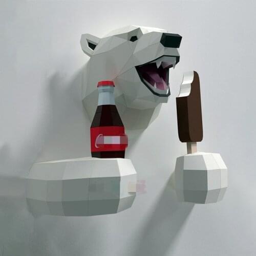 3D Paper Polar bear Sea animals Summer Model Papercraft Home Decor Wall Decoration Puzzles Eductional DIY Toys Gift for Kids