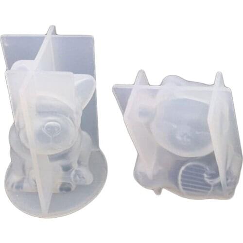 Crystal Epoxy Resin Mold 3D Bulldog Lucky Cat Jewelry Necklace Pendant Casting Silicone Mould DIY Candle Making Tool