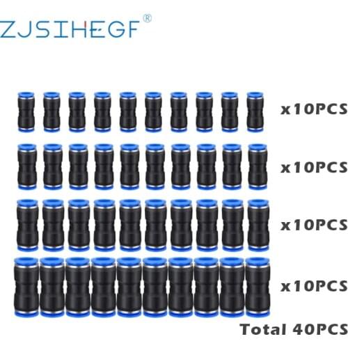 40PCS/Pack Pneumatic Quick Fittings PU Straight Type Plastic Connector For Connect Air Hose PU Pipe Water Gas
