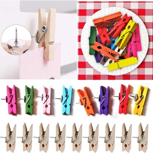 50PCS 3.5cm Creative Fashion Wooden Push Pins Clips for Home Office Kitchen Workplace School Classroom Wall Cork Maps Board