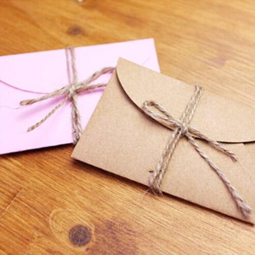 50pcs/lot Handmade Mini Craft Paper Envelope Brown And Pink Paper Bag DIY Multifunction Gift Envelope for Wedding Birthday Party