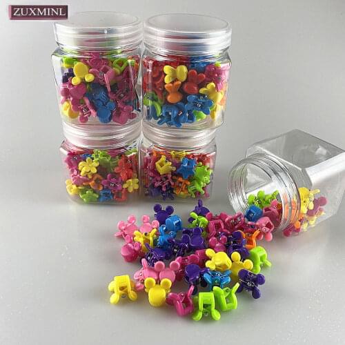 50PC/set Candy Color Flower Crown Rabbit Ear Mini Hair Claw Crab Clips For Girls Cute Hairclips Kid Hair Beads Hairpin Wholesale