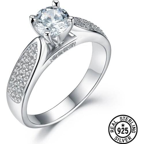 925 Sterling Sliver Rings Anniversary Gifts Delicate Clear Zircon Promise Rings For Girlfriend Wedding Engagement Jewelry