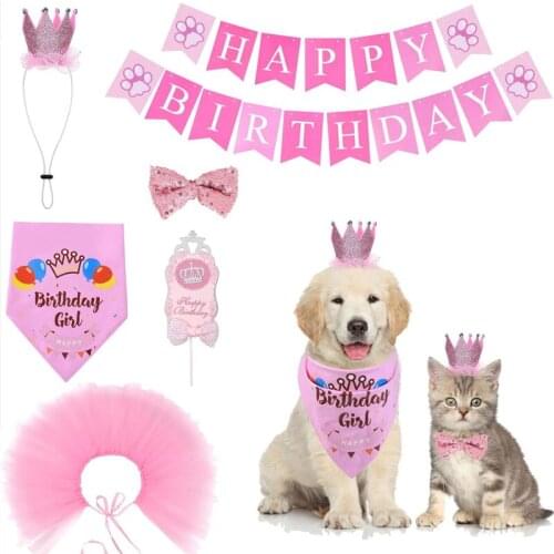 Dog Birthday Bandana Girl Boy Birthday Party Supplies Decorations Birthday Outfit for Pet Puppy Cat