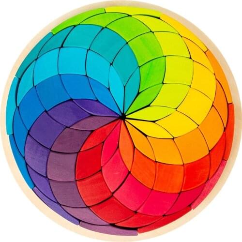 Large Flower Wooden Rainbow Nordic Style Wood Blocks Colored Geometry Block Kids Creative Toys Montessori Educational Toys