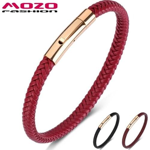 Fashion Bangle Hot Sale Men Charm Bracelets Red Leather Rope Mixed Braided Simple Style Punk Woman Classic Jewelry