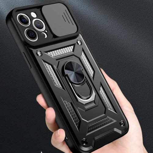 Funda Case for iPhone 12 Pro Max 12 Mini 11 Pro Max XS Max Ring Stand Armor Anti-fall Coque Camera Protection Phone Case Cover