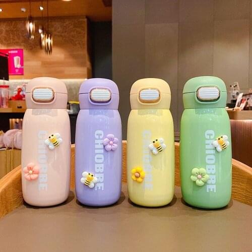 Winter New 400ml Stainless Steel Bounce Cover Childrens Thermos Mug Insulation Portable Student Couple Gift Cup