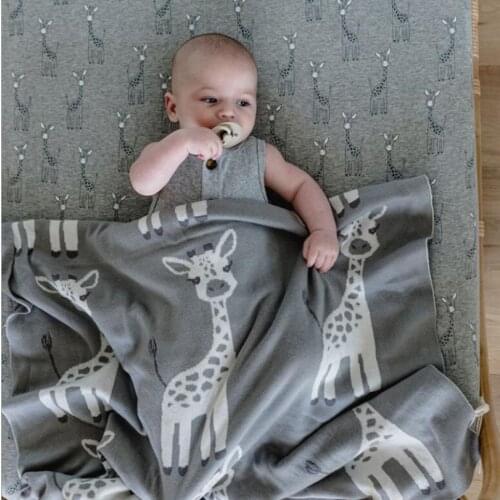 Baby Blanket Knitted Newborn Baby Swaddle Wrap Blankets Animal Giraffe Elephant Cotton Soft Baby Crib Stroller Receiving Blanket