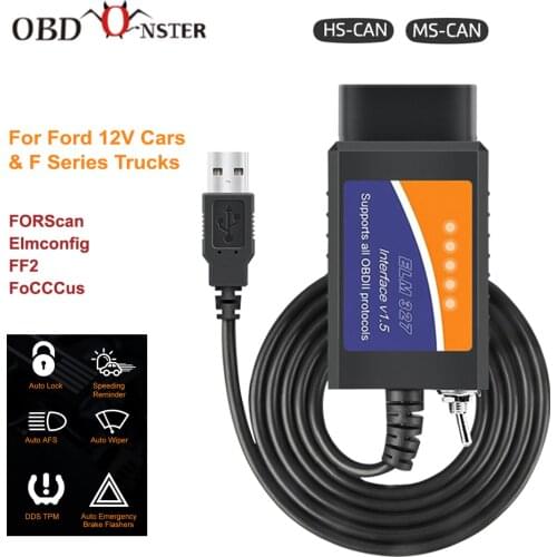 ELM327 OBD2 Scanner elm 327 USB v1.5 Bluetooth Code Reader Auto Diagnostic Scanner Tool Made for Forscan Automotive