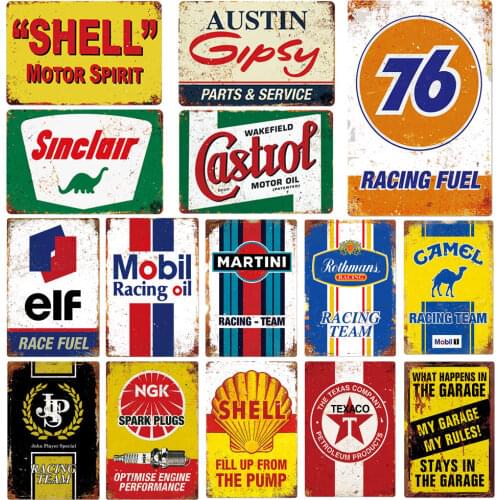 Enamel Vintage Tin Sign Motor Oil Racing Team My Garage My Rules Bar Pub Home Wall Decor Retro Metal Poster
