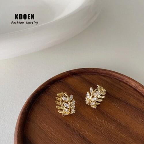 European and American Temperament Exquisite Zircon Leaf Shape Woman’s Earrings Fashion Korean Jewelry Girls Unusual Earrings