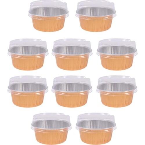 10Pcs 125ml Aluminum Foil Baking Cup Heat Resistant Cake Cups Pastry Muffin Molds Cupcake Liners Ramekins for Dessert Kitchen