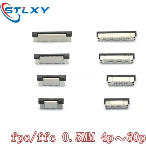 10pcs FFC FPC socket 0.5mm 4/6/7/8/9/10/12/14/15/16/20/22/24/26/28/30/34/40/45/50/54/60 Pin Vertical Type Ribbon Flat Connector