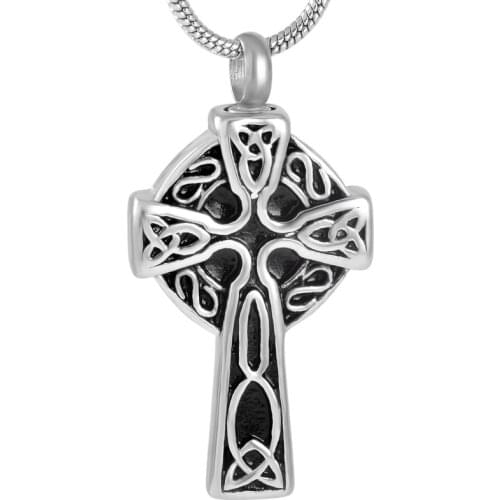 IJD8606 Black Stainless Steel Cremation Memorial Pendant for Ashes Urn Keepsake Souvenir Jewelry for Men