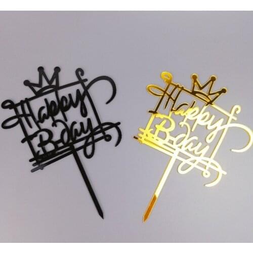 Creative Acrylic Cake Topper Happy Birthday Cake Toppers Kids Gifts and Favors Cake Decorations Baby Shower Party Cupcake Topper