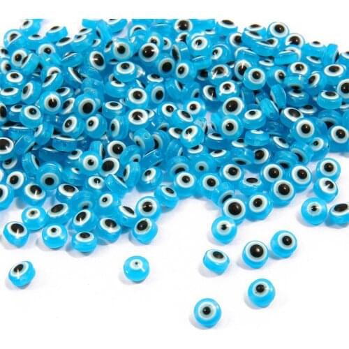 Boho 50pcs 6mm 8mm 10mm Oval Beads Evil Eye Resin Spacer Beads for Jewelry Making DIY Bracelet loose Beads Accessories M4