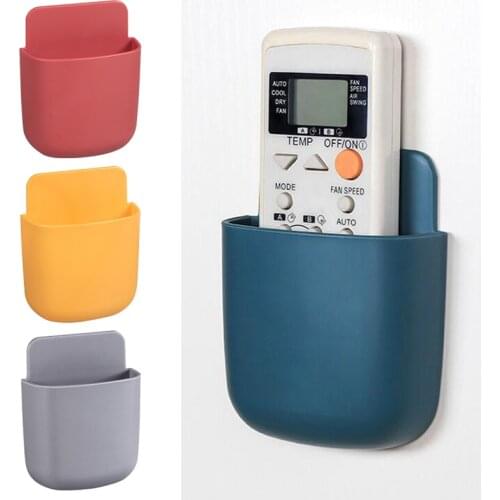 Round/ Square Wall Mounted Remote Storage Box Portable Home Device Remote Control Storage Box Organizer ABS Desktop Phone Shelf