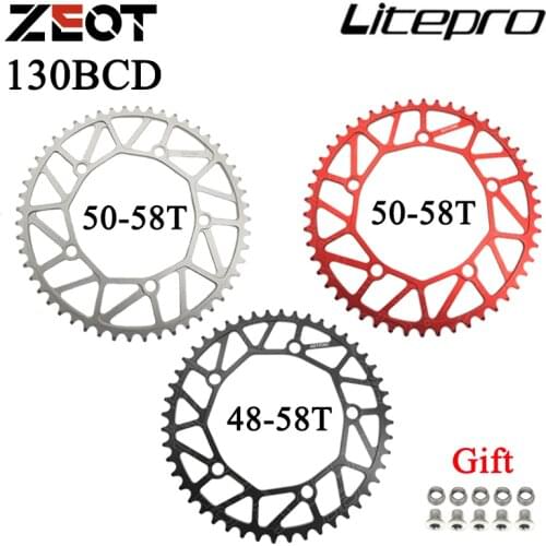 Litepro 130 BCD 9 10 11 Speed Hollow CNC Alloy Single Disc Chainwheel Road Folding Bike Chain Wheel 48/50/52/54/56/58T Chainring