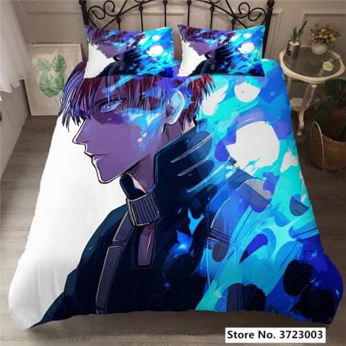 My Hero Academy 3D Printed Bedding Set 2/3 Piece Cartoon Anime Microfiber Bed Linen Set Pillowcase Adult Bed Cover Home Textiles