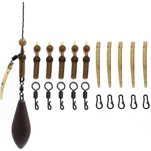 5Set Carp Fishing Accessories Kit Carp Rigs Making Heli Bead Anti Tangle Sleeve QC Big Eye Swivels Clip Carp Fishing Equipment