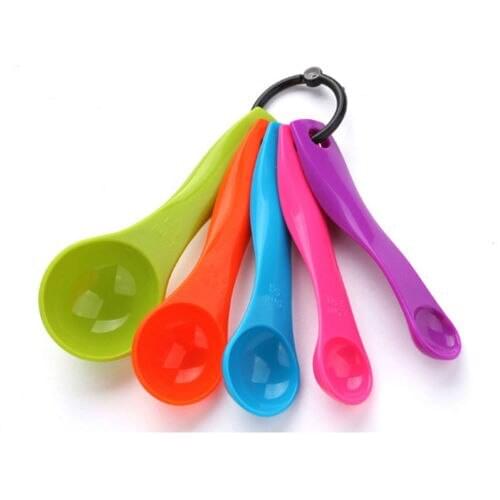 5 Pcs Colorful Plastic Measuring Spoons Set Kitchen Utensil Cooking Baking Tool(1 / 2.5 / 5 / 7.5/ 15ml) Sugar Measure Spoon