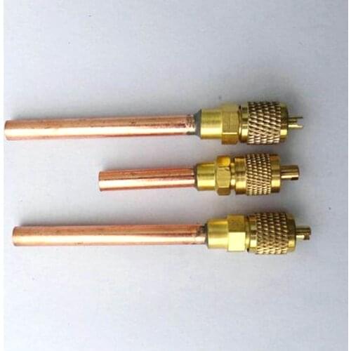 O/D 6.3mm Length 40/60/90mm Copper Gas Access Valve With Coper Tube For Fridge Freezer