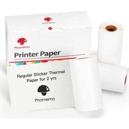 Phomemo White Sticker 2-Year Long-Lasting Thermal Paper For Phomemo M02 Series Pocket Printer 3 Rolls