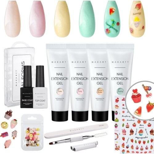 Makartt Poly Nail Extension Gel, Sweet Cravings Spring Color Poly Nail Gel Acrylic Extension Gel Nail Enhancement All-in-One Set